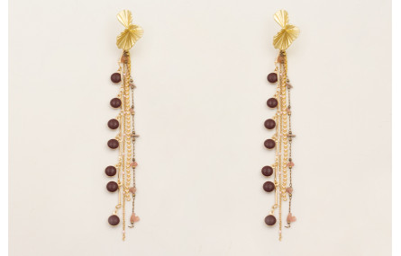 Pendientes perno retorcido dorado mate con flecos 