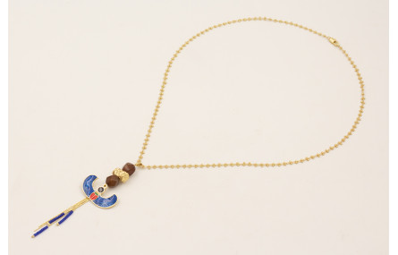 Collar esfinge egipcia esmalte azul, facetadas mar