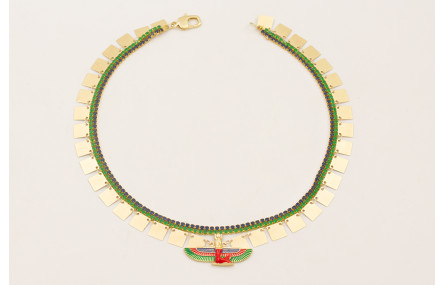 Collar cadena cuadrados dorados mate, cadenas stra