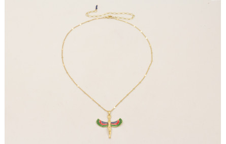 Solitario cadena chapitas doradas mate con colgant