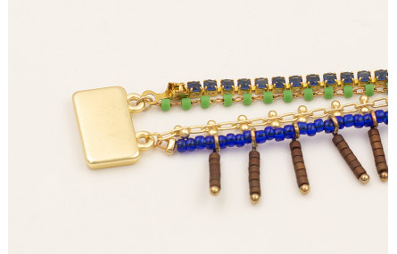 Pulsera pieza esfinge con tiras de cadena miyuki v