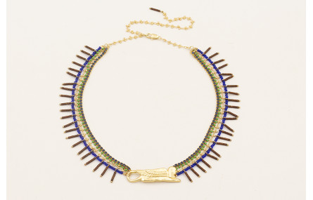 Collar pieza esfinge con tiras de cadena miyuki ve