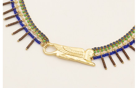 Collar pieza esfinge con tiras de cadena miyuki ve