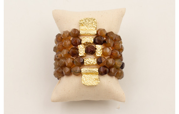 Pulsera ancha facetadas irregular marrón traslucid