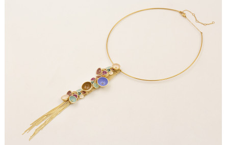 Collar rígido acero inoxidable con colgante semi b