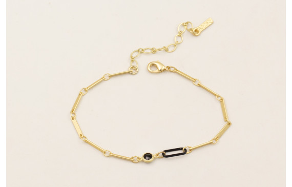 Pulsera cadena listones dorados mate, eslabón cade