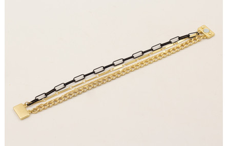 Pulsera cierre de imán rectangular dorado mate con