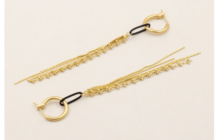 Pendientes aro cerrado dorado mate con fleco caden