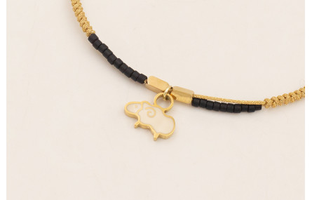 Pulsera hilo dorado con nudo serpiente, miyuki neg