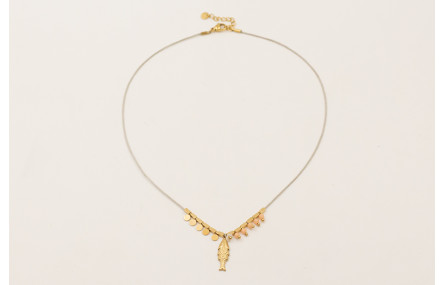 Collar hilo macramé gris con entrepiezas ACERO INO