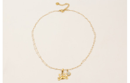 Collar cadena doble ACERO INOXIDABLE con perlitas 