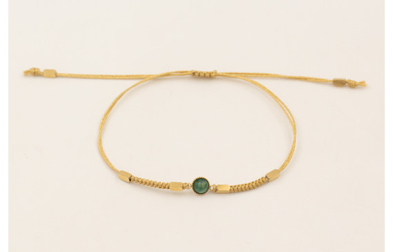 Pulsera hilo macramé metálico dorado con nudo serp
