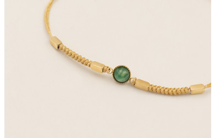 Pulsera hilo macramé metálico dorado con nudo serp