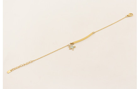 Pulsera ACERO INOXIDABLE chapita alargada con colg