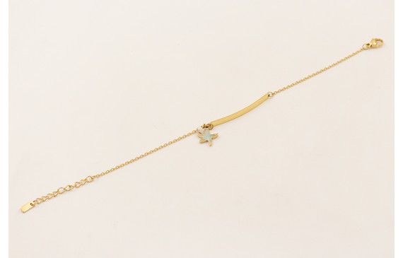 Pulsera ACERO INOXIDABLE chapita alargada con colg