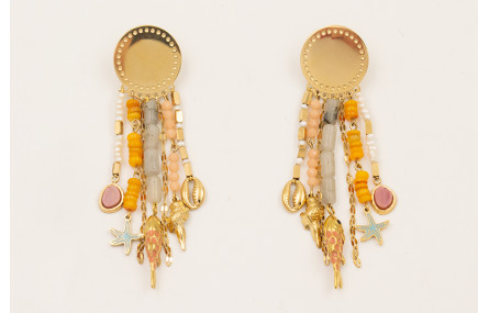 Pendientes  ACERO INOXIDABLE con mini perlas natur