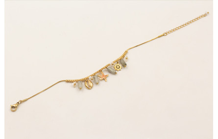 Pulsera ACERO INOXIDABLE hilo con nudo macramé dor