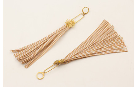 Pendientes ACERO INOXIDABLE fleco lazo vichy cuadr