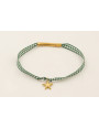 Pulsera ACERO INOXIDABLE lazo vichy cuadros verdes