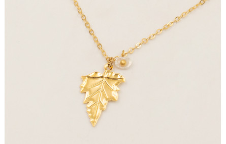 Collar cadena eslabón pequeño con colgante hoja to