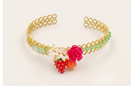 Pulsera rigida labrada dorada mate con burruño per