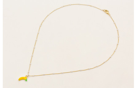 Solitario cadena perlas intercaladas con colgante 