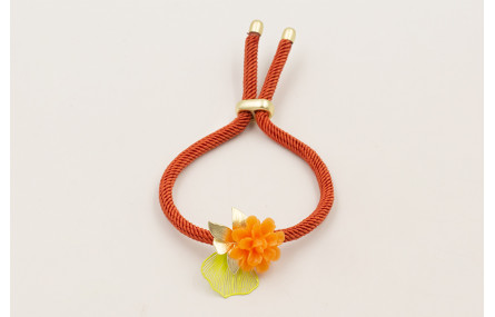 Pulsera cordón color oxido con centro flor resina 