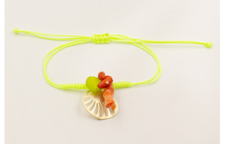 Pulsera hilo macramé fluor con tallos coral, facet