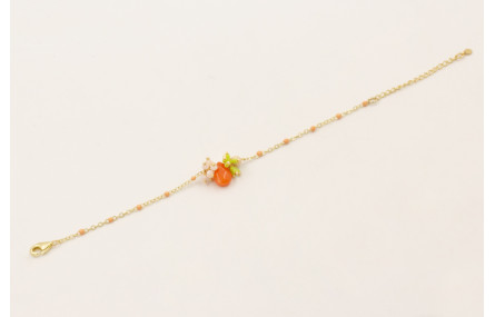 Pulsera cadena esmaltes ocre con gota naranja,burr