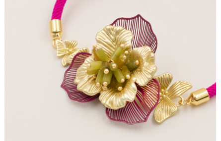 Pulsera cordón preparado para pulsera fucsia con c