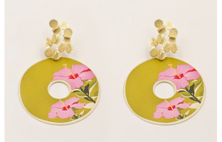 Pendientes ramillete hojas redondas dorado mate co