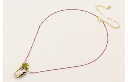 Collar cadena bolitas esmalte cardenal con cabeza 