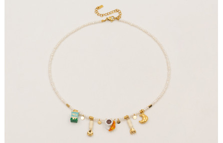 Collar ACERO INOXIDABLE con perlitas naturales col