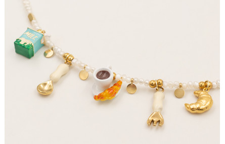 Collar ACERO INOXIDABLE con perlitas naturales col