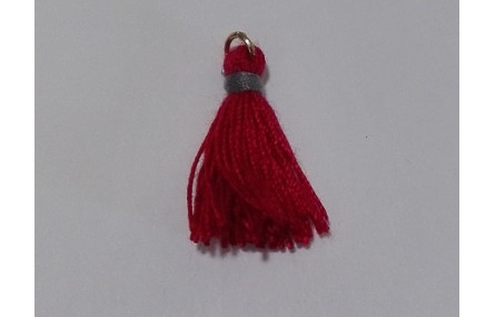 Pompon bicolor 16mm Rojo-Gris