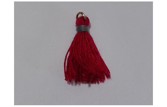 Pompon bicolor 16mm Rojo-Gris