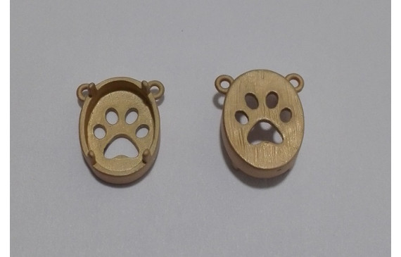 Cabujón huella perro 11.8*9.1 oro mate