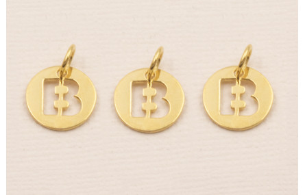 Colgante letra B 10mm Baño Oro 18K, 3Micras