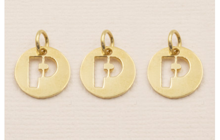 Colgante letra P 10mm Baño Oro 18K, 3Micras