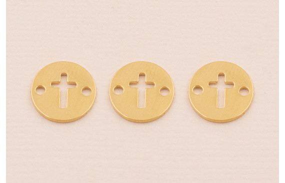 Disco Cruz Calada 10mm Baño Oro 3M 18K