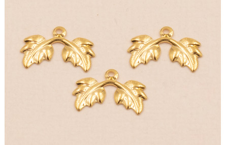 Colgante Doble Hoja 13*10mm Baño Oro 18K 3 Micras