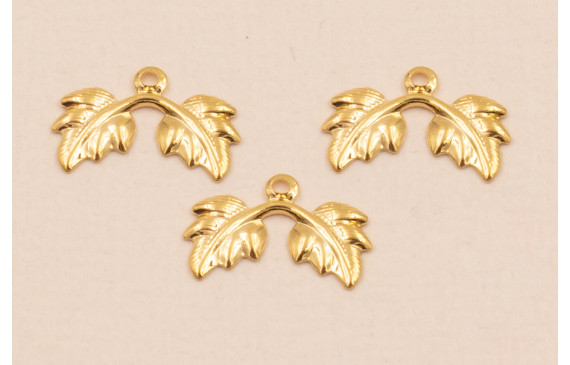 Colgante Doble Hoja 13*10mm Baño Oro 18K 3 Micras