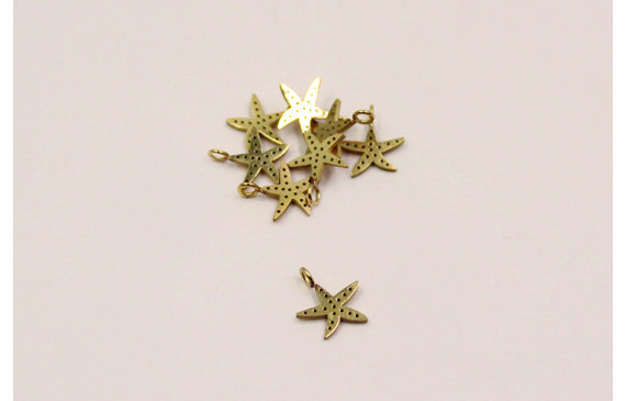 Pieza Estrella mar 9mm diám. A.Inoxidable baño Oro