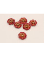 Cuenta Flor  14mm esmalte manual Rojos y Naranjas