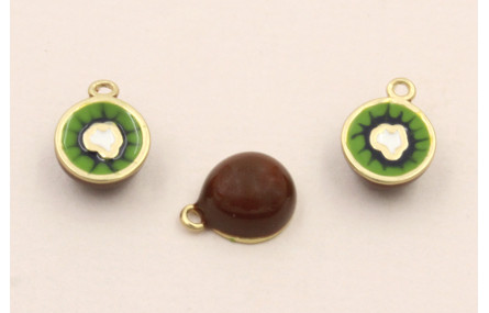 Colgante Kiwi 7*3mm Marron y verde