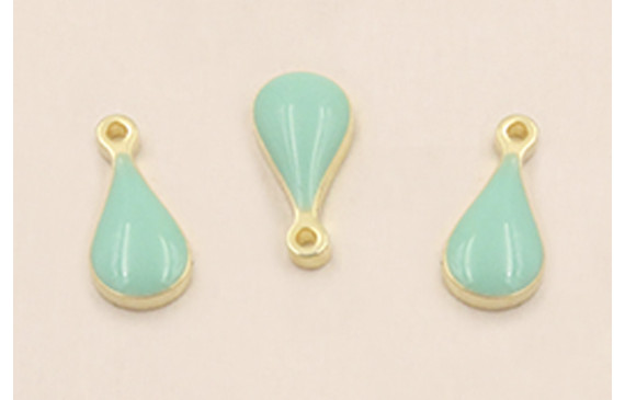 Pieza Acero Inox. Gota  9*4mm esmalte Turquesa