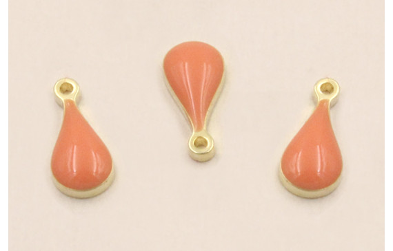 Colgante Acero Inox. Gota *4mm esmalte Coral
