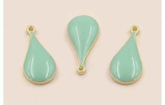 Colgante Acero Inox. Gota  14*6mm esmalte Turquesa