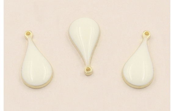 Colgante Acero Inox. Gota  14*6mm esmalte Blanca