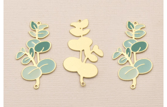 Pieza Rama plana Dorado Mate 32*18mm Turquesas